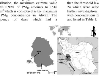 Table 1. PM10 concentration in maximum extreme selected days to study 