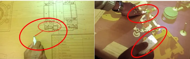 Fig. 4.  Pen device for marking (left) then pen and Wiimote devices in a 3D situation (right)