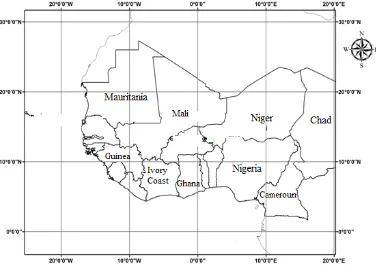 Fig. 1. Map of the study area, showing the Western boundaries 