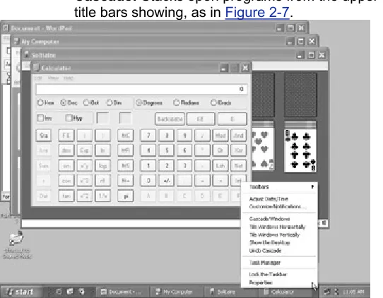Figure 2-7:  The taskbar’s right-click menu revealed near the Notifications area of the taskbar
