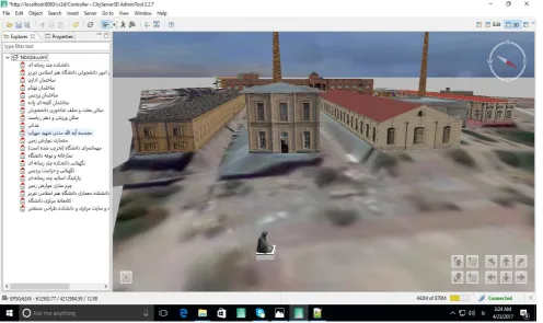 Figure 1.  Semantic 3D modeling of Tabriz Islamic Art University in CityServer3D and CityGML based on 3D SDI