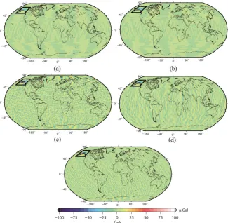 Figure 5 . The obtained max signal of co-seismic gravity changes in the spatial domain (µGal) in position 1 and five simulated faults