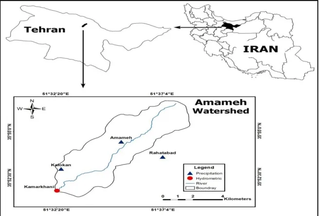 Figure 2. The study area and location of the gauging stations 