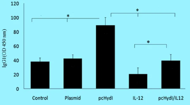 Fig. 4: The levels of IgG2a antibody in the sera obtained two weeks after the last immunization were deter-mined