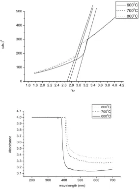 Fig. 3. I-V curves of TiO2 specimens annealed at (a) 600 °C (b) 700 °C and (c) 800 °C.