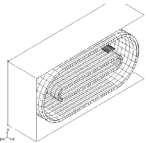 Fig. 10. Two shells around a translational body (wing) in 3D view 