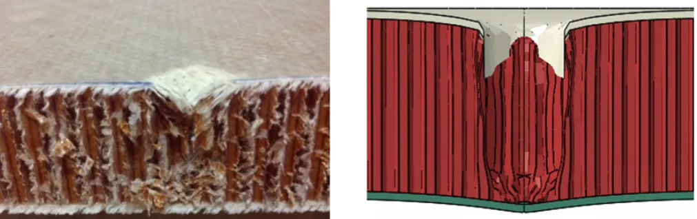 Fig. 14. Detailed fields of plastic strain during the honeycomb core perforation