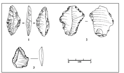 Fig. 5. chipped stones recovered from the Middle Paleolithic sites of the Kohgiluyeh region; 1