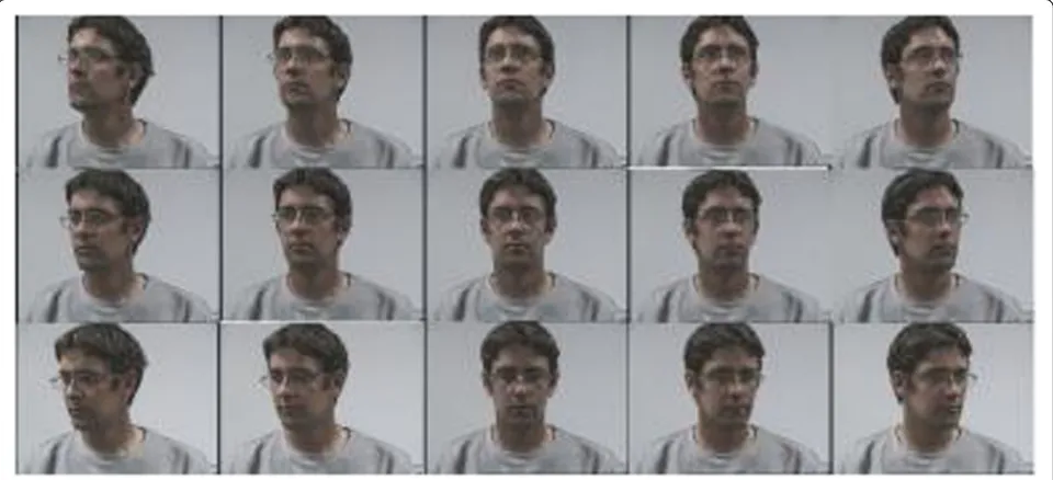 Fig. 3 Sample of Pointing’04 Database. An example of the dataset. Each set contains of 2 series of 93 images of the same person at differentposes