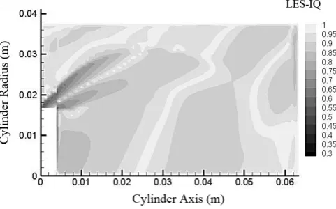 Fig. 3. Contour of LES_IQ in 75 degree crank angle ATDC