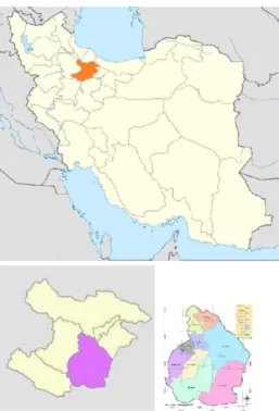 Fig. 1: the map of Qazvin province and the location of Buin Zahra town.