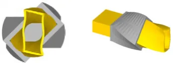 Fig. 11.  The amount of twist for the 50 mm WR90 waveguide by means of a 25 mm and 45° twist die,  