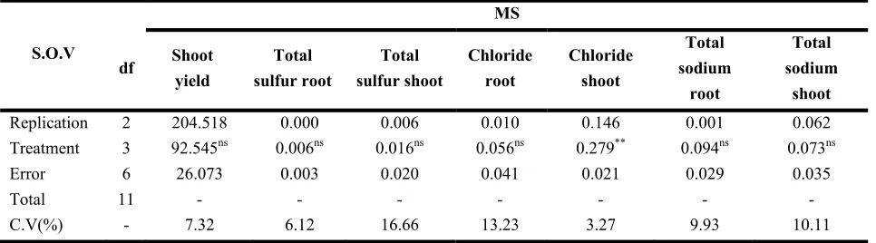 Table 3. Analysis of variance traits measured in radish plant 
