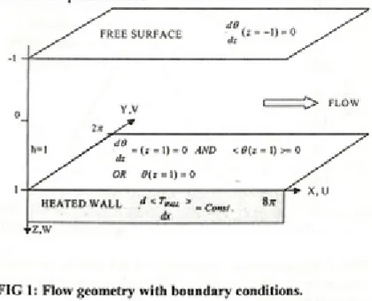 FIG 1 : Flow geometry with boundary conditions.