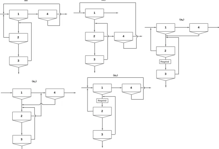 Table 1. Recent research on optimization of flotation circuit configuration with mathematical programming and genetic algorithm