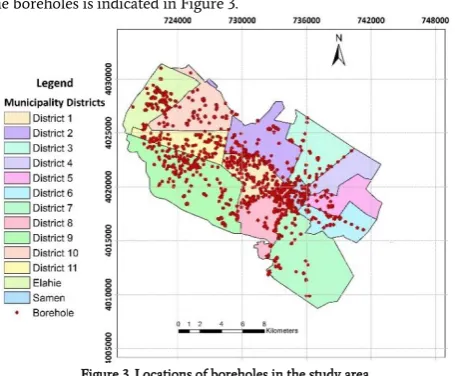 Figure 3. Locations of boreholes in the study area. 