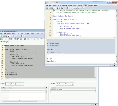 Figure 4.1  Script Editor with Embedded Log and the Debugger
