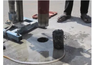 Fig. 2 . Coring through the pavement structure.. 