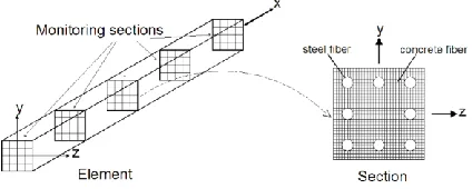 Fig. 2. Modeling flexural members using fiber command [39, 40]. 