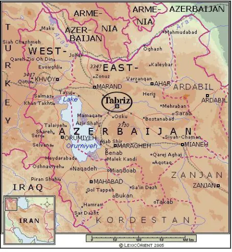 Fig. 2. The location of Tabriz city [11] 
