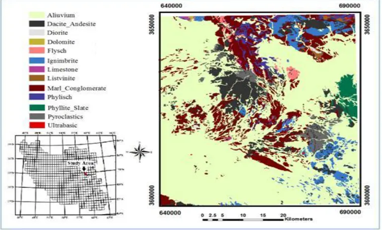 Fig. 1. Geological map of the study area 