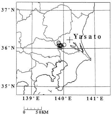 Fig. 7.Comparison of spectrum models. The curves shows the ratio be-tween the source spectrum density for Mw = 6.6 and that for Mw = 4.6.A, Koyama (1985) with parameters of ζ = 6.7 and ϵ = 1.0; B, Aki(1967); C, Atkinson and Boore (1995); D, model B of Aki 