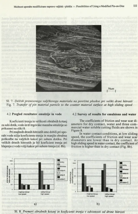 Fig. 7. Transfer o f pin material particle to the counter material surface at high sliding speed