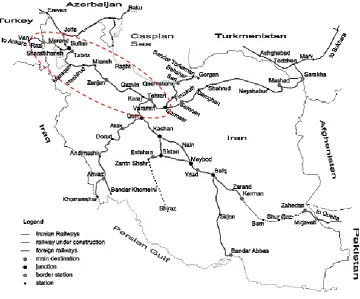 Figure 8. Iran railway network (Tehran-Razi corridor) 