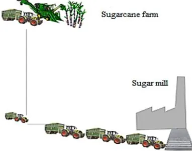 Fig. 1. The process of sugarcane stem transportation fromfarm to factory
