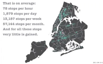 Figure 2 :Geography of Stop & Frisk, ©Public Science Project 2013 www.GrowingUpPoliced.org Click here and scroll down to play the Geography of Stop & Frisk video short