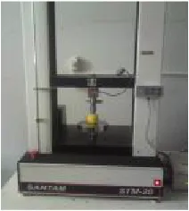 Fig. 2. Sample under compression test by Santam (STM-20) apparatus 