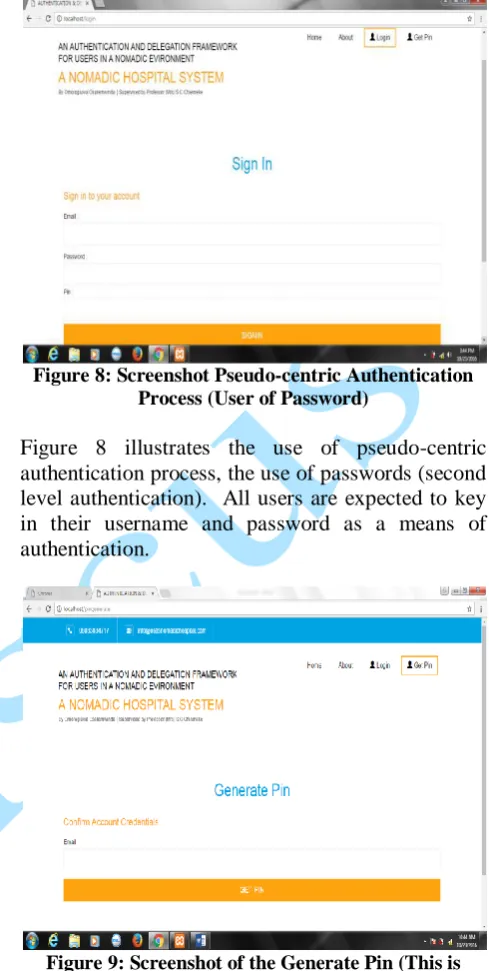 Figure 8: Screenshot Pseudo-centric Authentication Process (User of Password) 