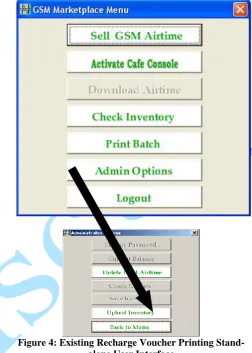 Figure 4: Existing Recharge Voucher Printing Stand- alone User Interface  