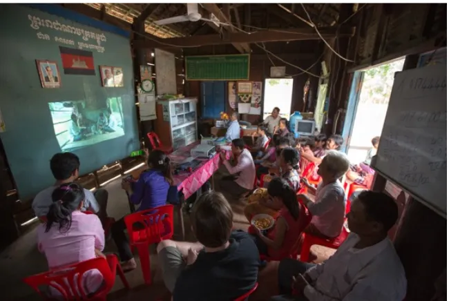 Figure 2. Community Screening of I Am Wrong in rural Siem Reap. (Source: Katherine Brickell, August 2012) 