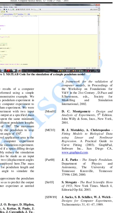 Figure 5. MATLAB Code for the simulation of a simple pendulum model 