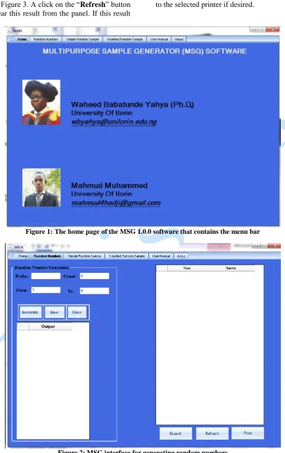 Figure 1: The home page of the MSG 1.0.0 software that contains the menu bar  