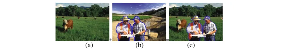 Figure 1 A typical crop-and-paste image tampering scenario. (a) Original image. (b) Foreign image being cropped