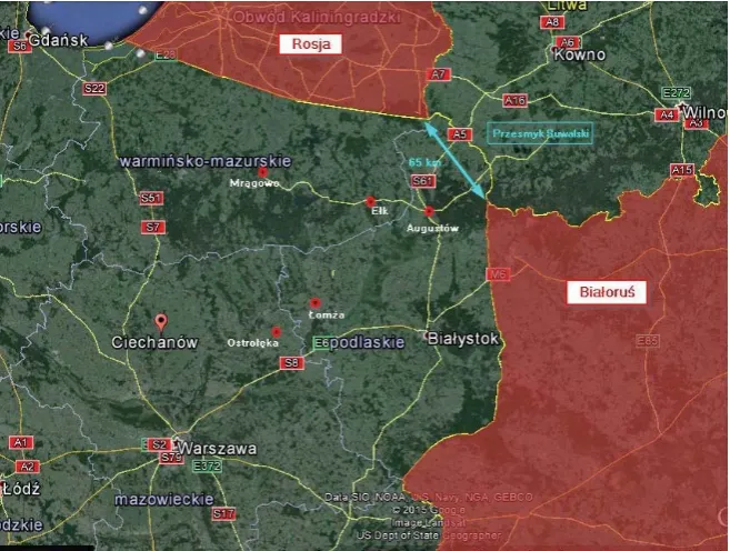 Fig. 3. Graphic illustration of the “Suwałki gap” (Rogacin 2015)