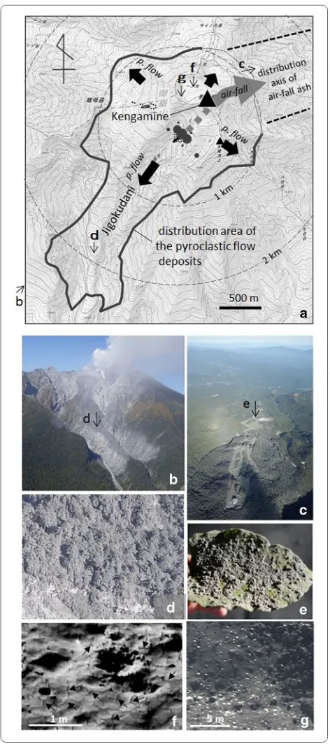 Fig. 5 flow on September 28. a Distribution of pyroclastic flow deposits and air-fall ash