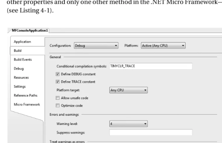 Figure 4-1. Enabling trace output via the compiler constant in the project’s properties