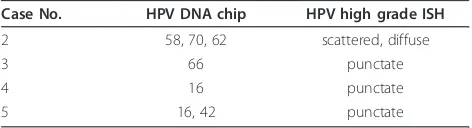 Table 4 Results of HPV typing and ISH