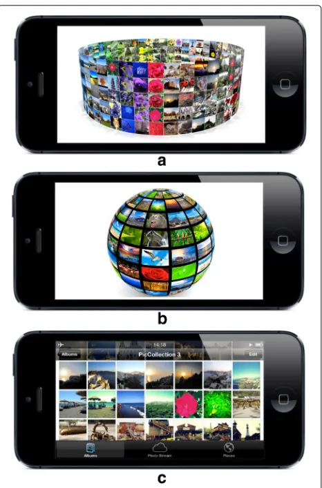 Fig. 7 a 3D-Ring interface, b 3D-Globe interface and c 2D gridpresentation (figures based on [58])