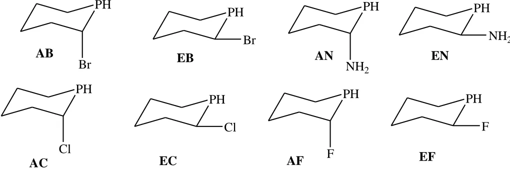 Fig. 1. X in axial and equatorial position 