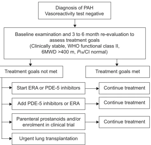FIGURE 4. An example of an algorithm for goal-oriented therapy in pulmonaryarterial hypertension (PAH)