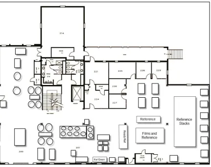 Figure 1: Olin Library main floor map used for observations 