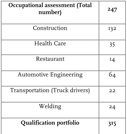 Table 1: Number of ‘validation activities’ performed as part of the project. 