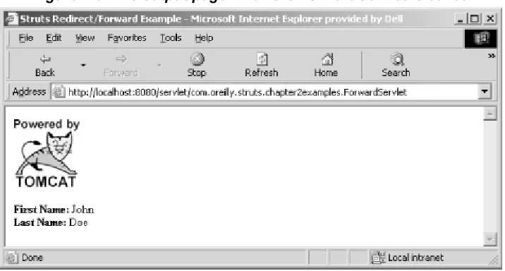 Figure 2-9. The output page when the ForwardServlet is called 