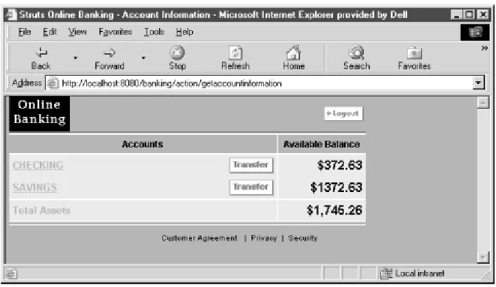Figure 3-2. The account information screen 