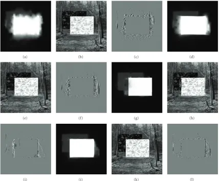 Figure 8: Comparison of view interpolation methods for synthetic sequence from Figure 7 (disparity, interpolated view, and interpolationerror are shown)