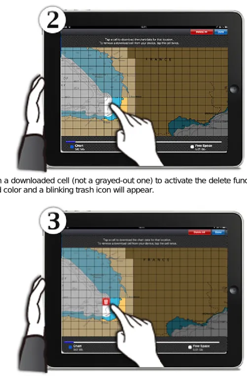 Fig. 3 - Tap the cell (that has been filled in red) a second time to delete it from the iPad memory